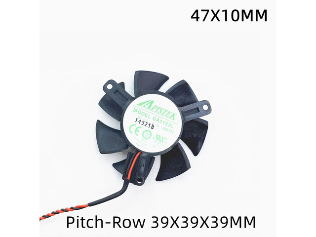 APISTEK GA51S2L 45MM 47MM Graphics Card For ZOTAC Fan Blade Ultra Quiet 45MM Diameter 39mm Hole Pitch 12V 2pin