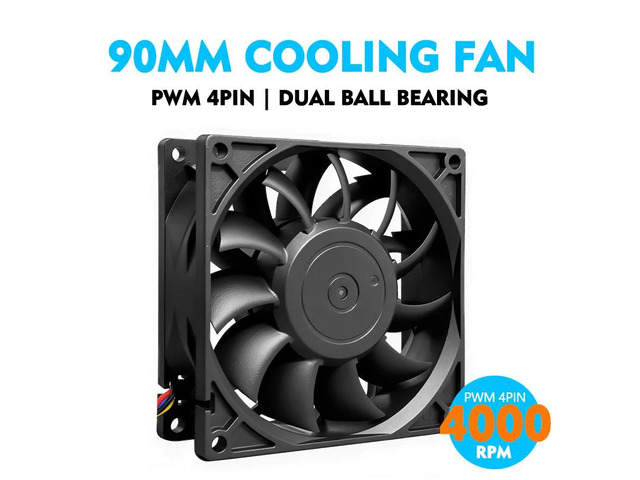 JUMPEAK 12V Two Ball Bearing 9025 90mm PC Cooling Fan PWM 4PIN 4000RPM For Compu