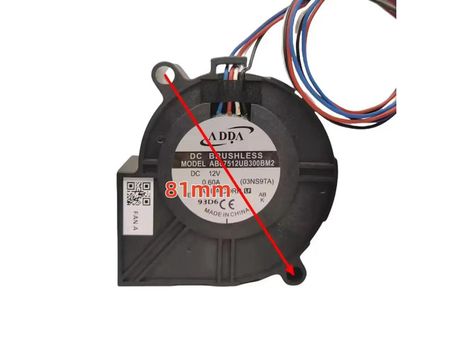 ADDA 7530 Turbo Blower Fan AB07512UB300BM2, 12V 0.60A PWM High Airflow Cooling F