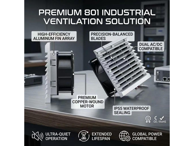 For #801 IP44 106X106X52mm Ventilator Filtier Kits Dual Ball DC 12V 24V AC 220V Enclosure Cabinet Cooling
