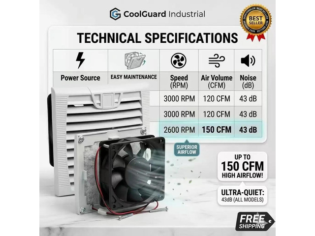 803 150*150mm Enclosure Cabinet Ventilator Filter Kits 120mm X 38mm AC EC 115V 230V DC 12V 24V Cooling Fan Dustproof Waterproof