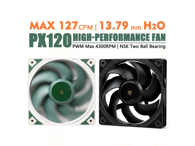 JUMPEAK PX120 4300RPM 120mm Fan NSK Two Ball Bearing 4PIN PWM 12cm Cooling Fans for Gaming PC Case CPU Liquid Cooler
