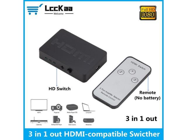 Mini HDMI-Compatible Splitter 3 Port Hub Box Auto Out 3x1 1080p Switcher With Remote Control for HDTV XBOX360 PS3 Projector