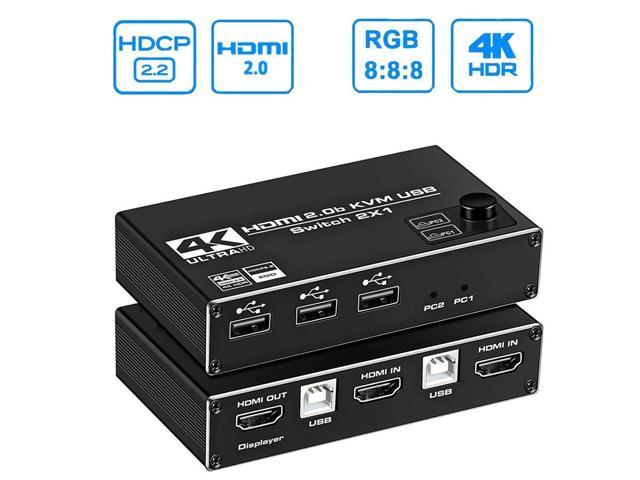 KVM HDMI Switch Dual Monitor 2 In 1 Out DP KVM Switch 2 Ports 4K 60Hz HDMI KVM Switch Share Printer Keyboard Mouse 1080
