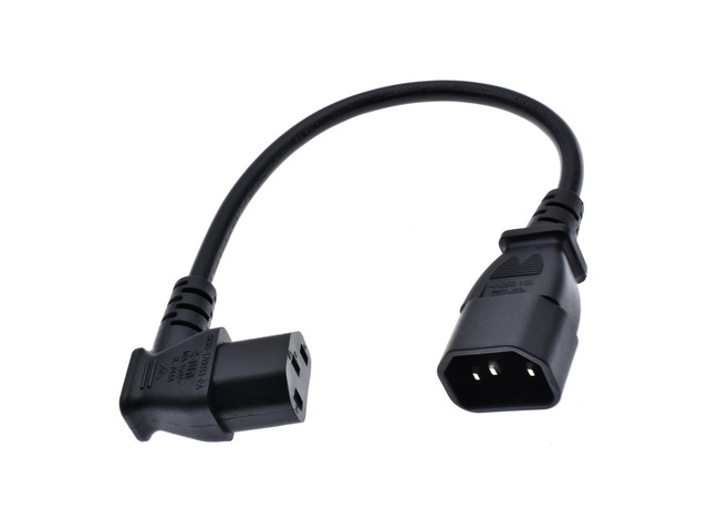 IEC 320 C14 to C13 Male to Female Power Adapter Right Angled Extension cable for LCD LED Mount TV 30CM(Left Angled)