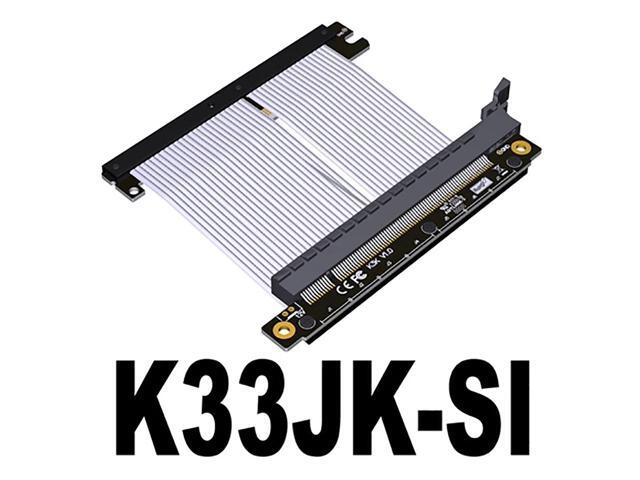 PCI-E 4.0 X16 Riser Cable PCI Express Double Reverse GPU Extender Silver Cord for ITX A4 PC Case AI RTX4090 Video Card Extension(K33JK-SI)(19CM)