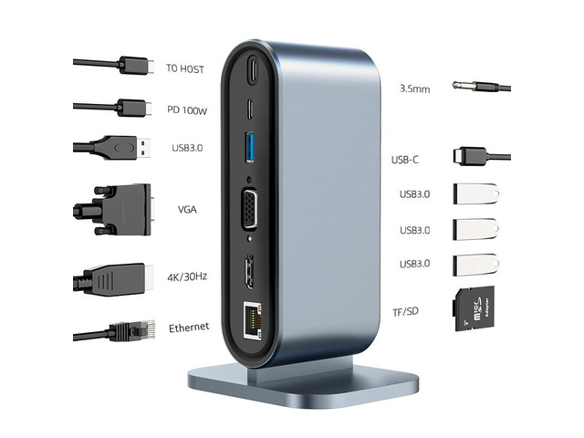 Type C HUB USB Dock Station USB C to HDMI 4K HD RJ45 PD100W TF/SD Card Reader Multi-Ports Hub Docking Stations For Laptops