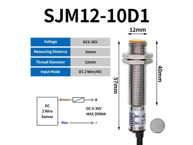 SJM12-10D1 Metal Hall Sensor Plastic Magnetic Proximity Switch M12 NPN DC 6-36V