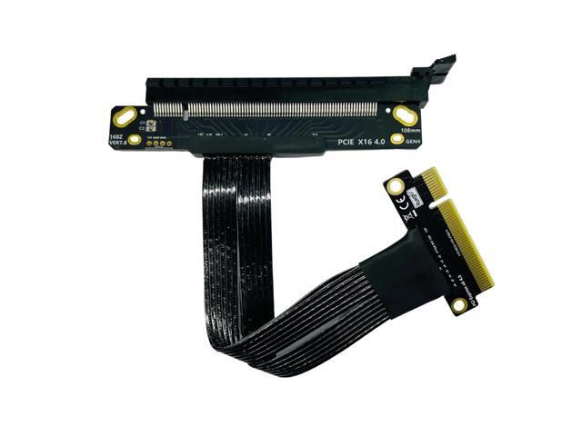 Gen4 PCIe 4.0 x8 to x16 Silver-Plated Extension Cable Adapter GPU Graphics Card Riser Extender PCI Express AI Server Network PC(180 Degree)(20cm)