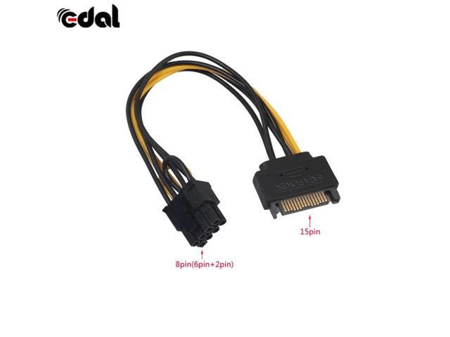 EDAL 20cm PCI-E SATA Power Supply Cable 15-pin to 8 pin cable SATA 15pin to 8pin(6+2) Powr Adapter Cable
