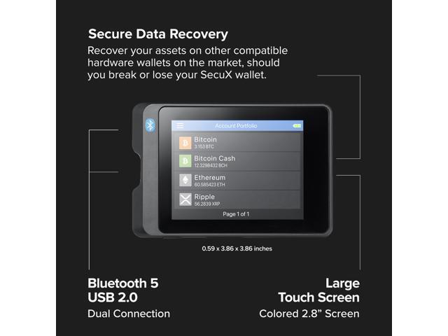 SecuX W20 Crypto Hardware Wallet- Infineon CC EAL5+ Secure Element, Bluetooth, Cross-platform, 2.8' Color Touchscreen; BTC, ETH, BNB, BSC, ADA,...