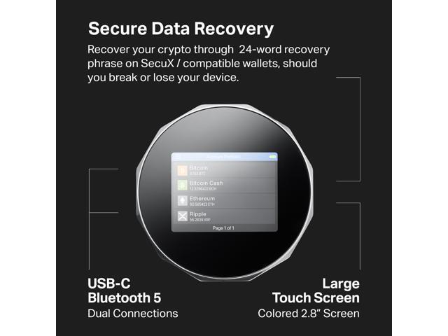 SecuX V20 Crypto Hardware Wallet- Infineon CC EAL5+ Secure Element, Bluetooth, Cross-platform, 2.8' Color Touchscreen; BTC, ETH, BNB, BSC, ADA,...