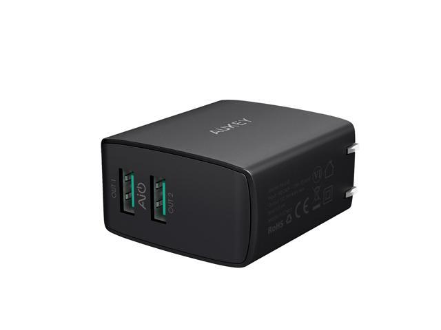 Open Box - AUKEY Wall Charger Ultra Compact Dual Port 4.8A Output Fast Charging Foldable Plug USB Charger PA-U42