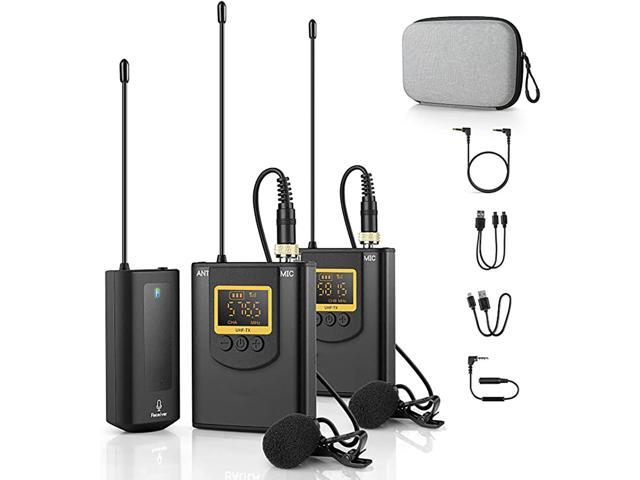 Wireless Lavalier Microphone System BALILA UHF Dual Lavalier Mic Lapel Microphone for iPhone/Android, DSLR Camera Microphone Real-time Audio.