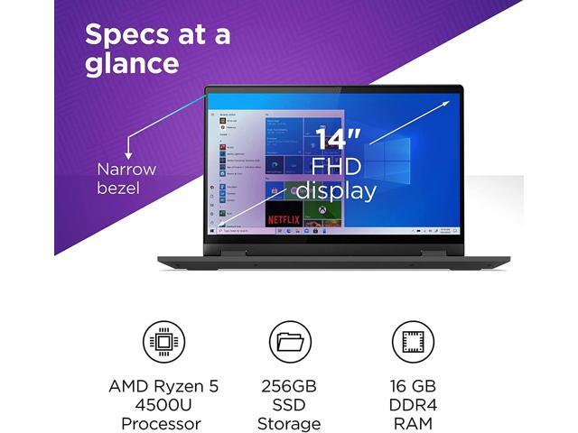 Lenovo Flex 5 Laptop, 14.0' FHD Touch Display, AMD Ryzen 5 5500U, 16GB RAM, 256GB PCIe SSD, AMD Radeon Graphics, Windows 11 Home,JAWFOAL HDMI Cable