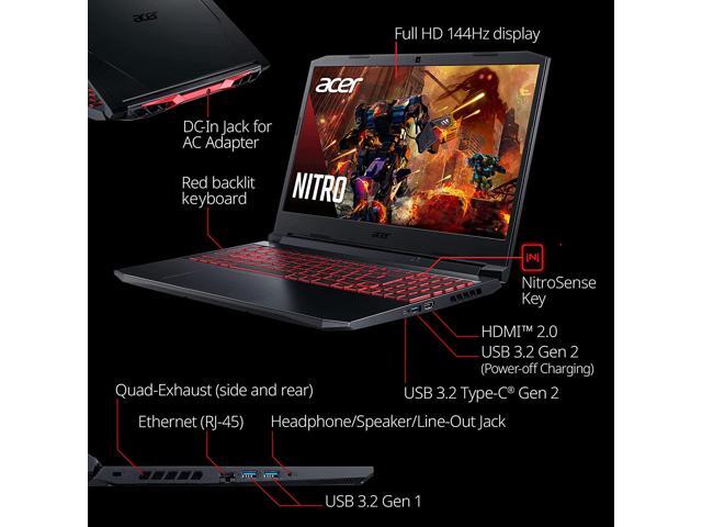 Acer Nitro 5 Gaming Laptop, 15.6' FHD IPS 144Hz Display, Intel Core i7-11800H, NVIDIA GeForce RTX 3050 Ti, 16GB DDR4, 1TB PCIe SSD, 1TB HDD, Wi-Fi...