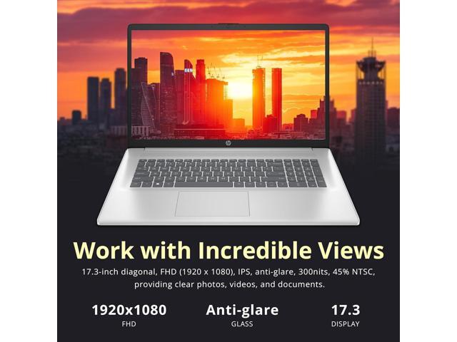 HP 17.3' FHD Laptop for Business and Students - with Office Lifetime License, AMD Ryzen 5 7430U, Wi-Fi 6, Windows 11 Pro (16GB RAM 512GB SSD)