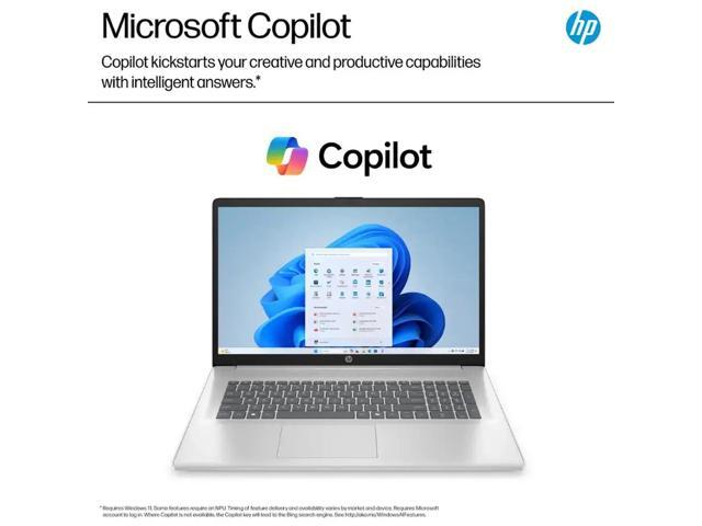 HP Flagship 17 Laptop Computer - 17.3' 250 nits Display, Intel Core i3-N305, 8GB RAM, 256GB SSD, Windows 11 Home, Numeric Keypad, Wi-Fi 6, Copilot