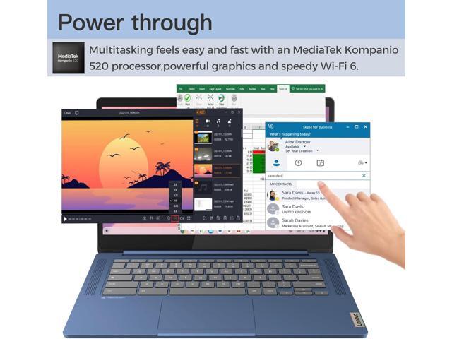 Lenovo IdeaPad Slim 3 Chromebook, Lightweight Laptop, 14' Full HD Display- 4GB RAM, 64GB eMMC+128GB Micro SD Card, ARM Mali-G52 - HD 720p Camera -...