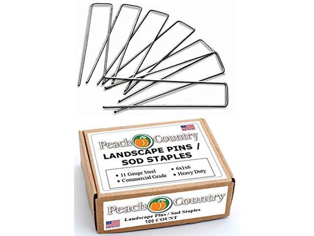Peach Country Garden Galvanized Landscape Staples Stakes Fabric Anchor Pin. Sturdy Rust Resistant Gardening Supplies for Anchoring Landscaping. 6...