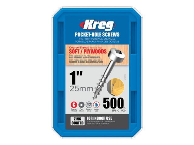 Kreg SPS-C1-500 Zinc Pocket Screws  1-Inch  #7 Coarse Thread  Pan Head (500 Count)
