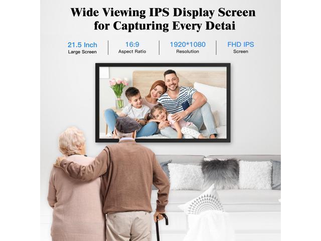 FULLJA 21.5-inch Digital Photo Frame with 32GB Storage - Instant Sharing via App/Email, 1920x1080 IPS Touchscreen, Ideal Gift for Family Modern...