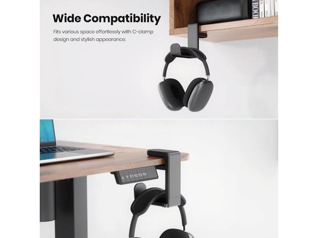 PC Gaming Headset Headphone Hook Holder Hanger Mount, Headphones Stand with Adjustable &Rotating Arm Clamp, Under Desk Design, Universal Fit, Built...