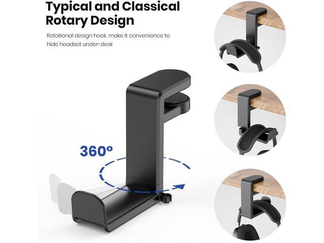 PC Gaming Headset Headphone Hook Holder Hanger Mount, Headphones Stand with Adjustable &Rotating Arm Clamp, Under Desk Design, Universal Fit, Built...