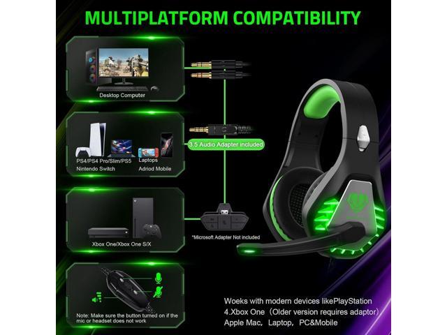 Pacrate Gaming Headset with Microphone for PC, PS4, PS5, Switch, Xbox Series X/S, Noise Cancelling Gaming Headphones with LED Lights for Kids...