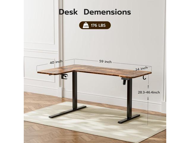 59' Reversiable L-Shaped Electric Standing Desk Adjustable Height Gaming Stand Up Corner Desk Sit Stand Home Office Computer Desk with Splice...