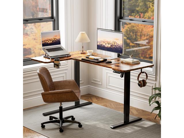 59' Reversiable L-Shaped Electric Standing Desk Adjustable Height Gaming Stand Up Corner Desk Sit Stand Home Office Computer Desk with Splice...