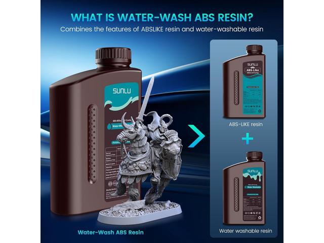 SUNLU 1000g Water-Wash ABS Resin, Combines features of ABSLIKE Resin & Water Washable Resin, Non Brittle, High Precision, Low Shrinkage, Fast...