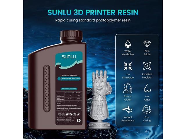 SUNLU 1000g Water-Wash ABS Resin, Combines features of ABSLIKE Resin & Water Washable Resin, Non Brittle, High Precision, Low Shrinkage, Fast...