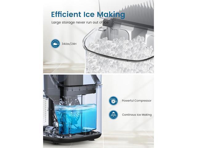 Nugget Ice Makers Countertop, Soft Chewable Crushed Ice Maker Machine, Portable Pebble Ice Maker Countertop, 34Lbs/Day, Self-Cleaning, One-Button...