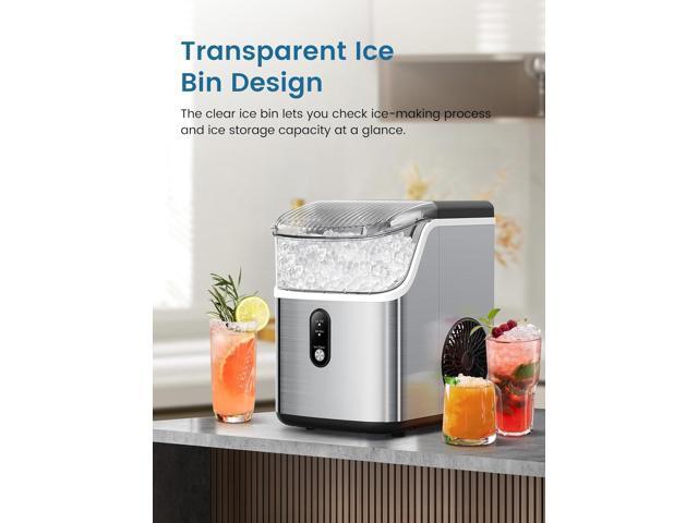 Nugget Ice Makers Countertop, Soft Chewable Crushed Ice Maker Machine, Portable Pebble Ice Maker Countertop, 34Lbs/Day, Self-Cleaning, One-Button...