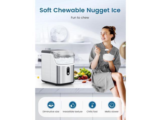 Nugget Ice Makers Countertop, Soft Chewable Crushed Ice Maker Machine, Portable Pebble Ice Maker Countertop, 34Lbs/Day, Self-Cleaning, One-Button...