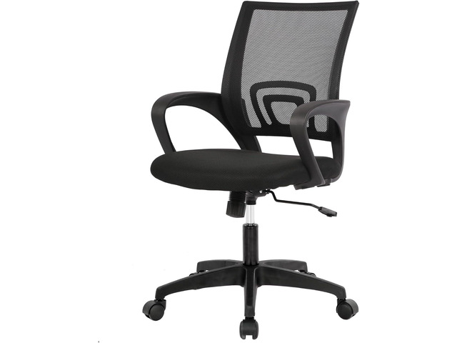 Home Office Chair - Adjustable Ergonomic Chair with Lumbar Support, Armrest, High Density Mesh, 360 Degree Swivel for Men & Women, Black