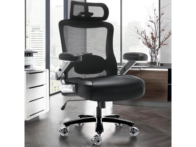 500lbs Big and Tall Office Chair- Heavy Duty Executive Computer Chair with 3D Flip Arms Large Wheels, Ergonomic Mesh High Back Desk Chair, Extra...