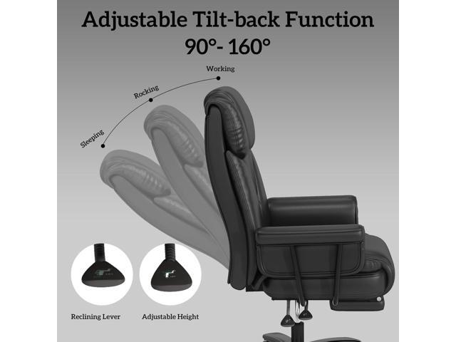 Big and Tall Office Chair 400LBS with Wide Seat and Arms, 160° Reclining Office Chair with Footrest, Comfortable Executive Office Desk Chair High...