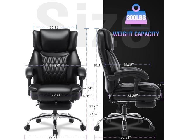 High Back Massage Reclining Office Chair with Footrest - Executive Computer Home Desk Massaging Lumbar Cushion, Adjustable Angle, Breathable Thick...