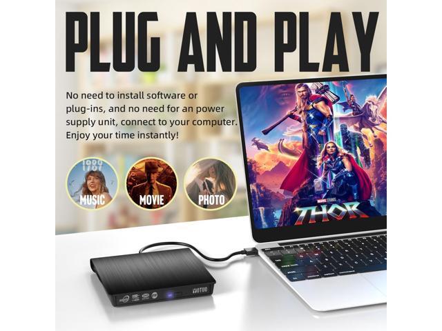 External DVD Drive, Portable USB 3.0 CD +/-RW Drive DVD Player for ROM Rewriter Burner for Laptop Desktop, Compatible with Windows 7/8/10/11 Mac...