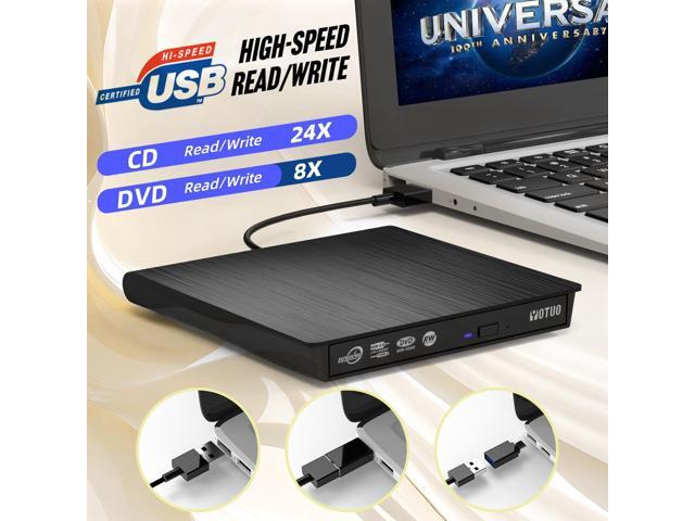 External DVD Drive, Portable USB 3.0 CD +/-RW Drive DVD Player for ROM Rewriter Burner for Laptop Desktop, Compatible with Windows 7/8/10/11 Mac...