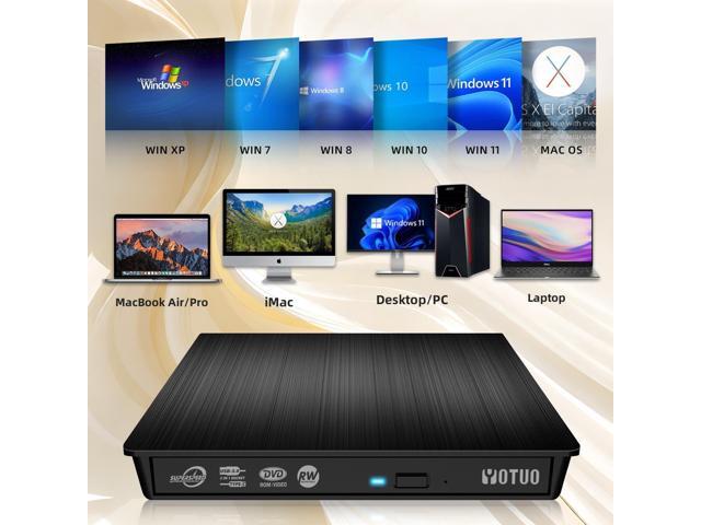External DVD Drive, Portable USB 3.0 CD +/-RW Drive DVD Player for ROM Rewriter Burner for Laptop Desktop, Compatible with Windows 7/8/10/11 Mac...