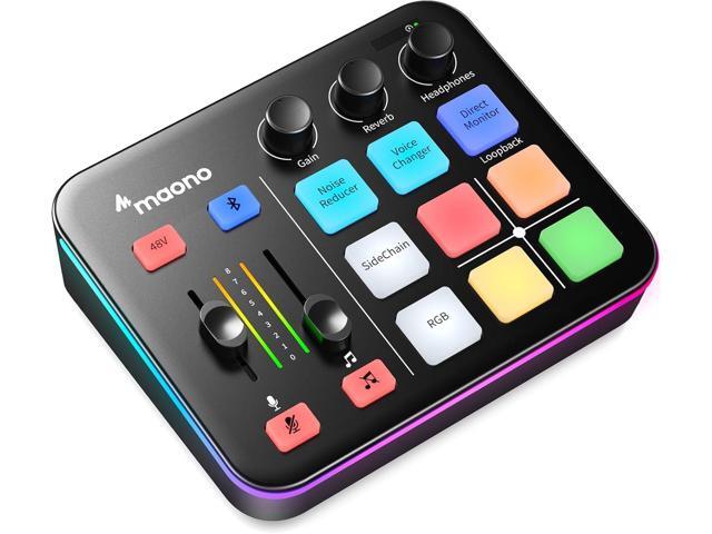 MAONO Gaming Audio Mixer, Audio Interface with Pro-preamp, RGB, Bluetooth, 48V Phantom Power for Live Streaming, Podcasting, Content Create, Gaming...