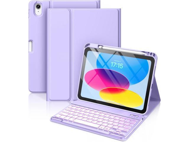 iPad 10th Generation Case with Keyboard 10.9 Inch - 7 Colors Backlit Wireless Detachable Folio Keyboard Cover with Pencil Holder for New iPad 10th...