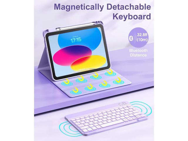 iPad 10th Generation Case with Keyboard 10.9 Inch - 7 Colors Backlit Wireless Detachable Folio Keyboard Cover with Pencil Holder for New iPad 10th...