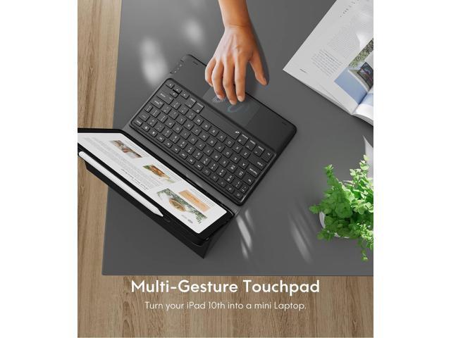 Touchpad iPad 10th Generation Case with Keyboard (10.9', 2022), 7 Color Backlight, Multi-Touch Trackpad, Flip Stand Case with Pencil Holder, 2...