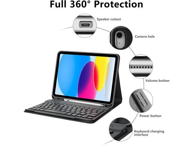 COO Keyboard Case for iPad 10th Generation (2022), Wireless Detachable Keyboard with Premium Protective Cover with Pencil Holder for Apple iPad...