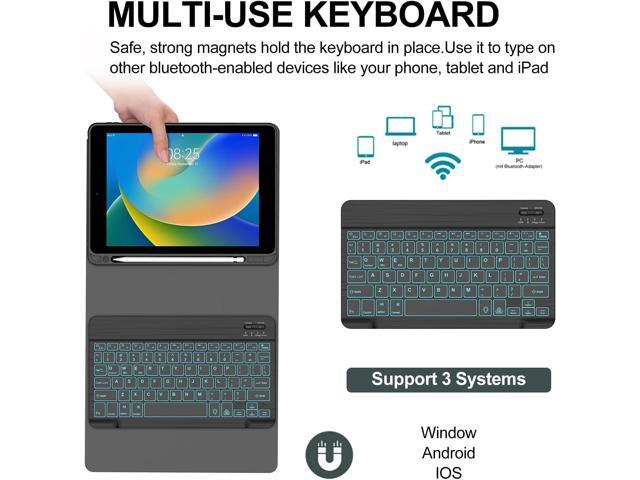 BORIYUAN New iPad 10.2 9th 8th 7th Generation 2021 Keyboard Case, 7 Colors Backlit Detachable Keyboard Slim Leather Folio Smart Cover for iPad 10.2...