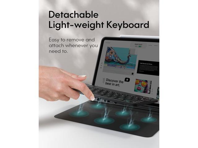iPad Keyboard Case for iPad Pro 12.9 inch (3rd, 4th, 5th, 6th Generation) - Wireless Detachable - with Pencil Holder for 2022 iPad Pro 12.9, Black